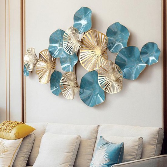 BLUE & GOLDEN METAL WALL DECOR ART FOR LIVING ROOM